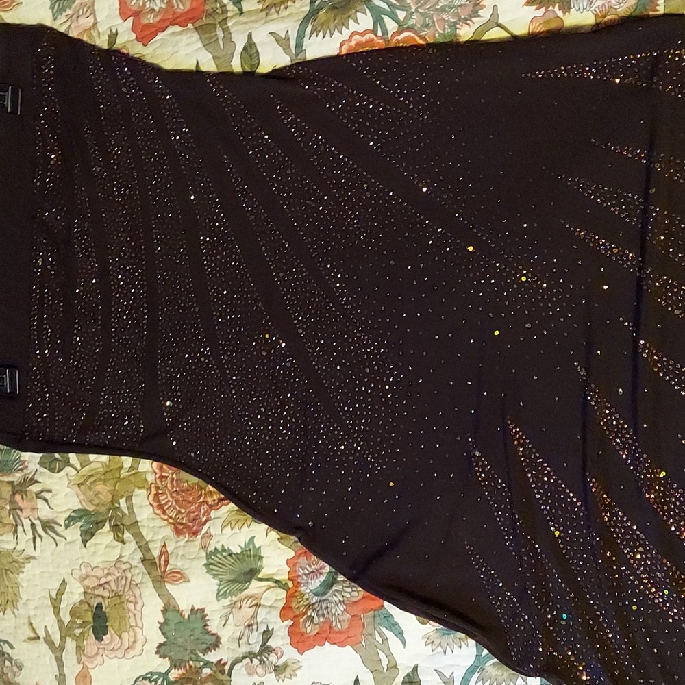 Beautiful Lipstick Strapless Stretch Long Brown Sequined Dress Sz M